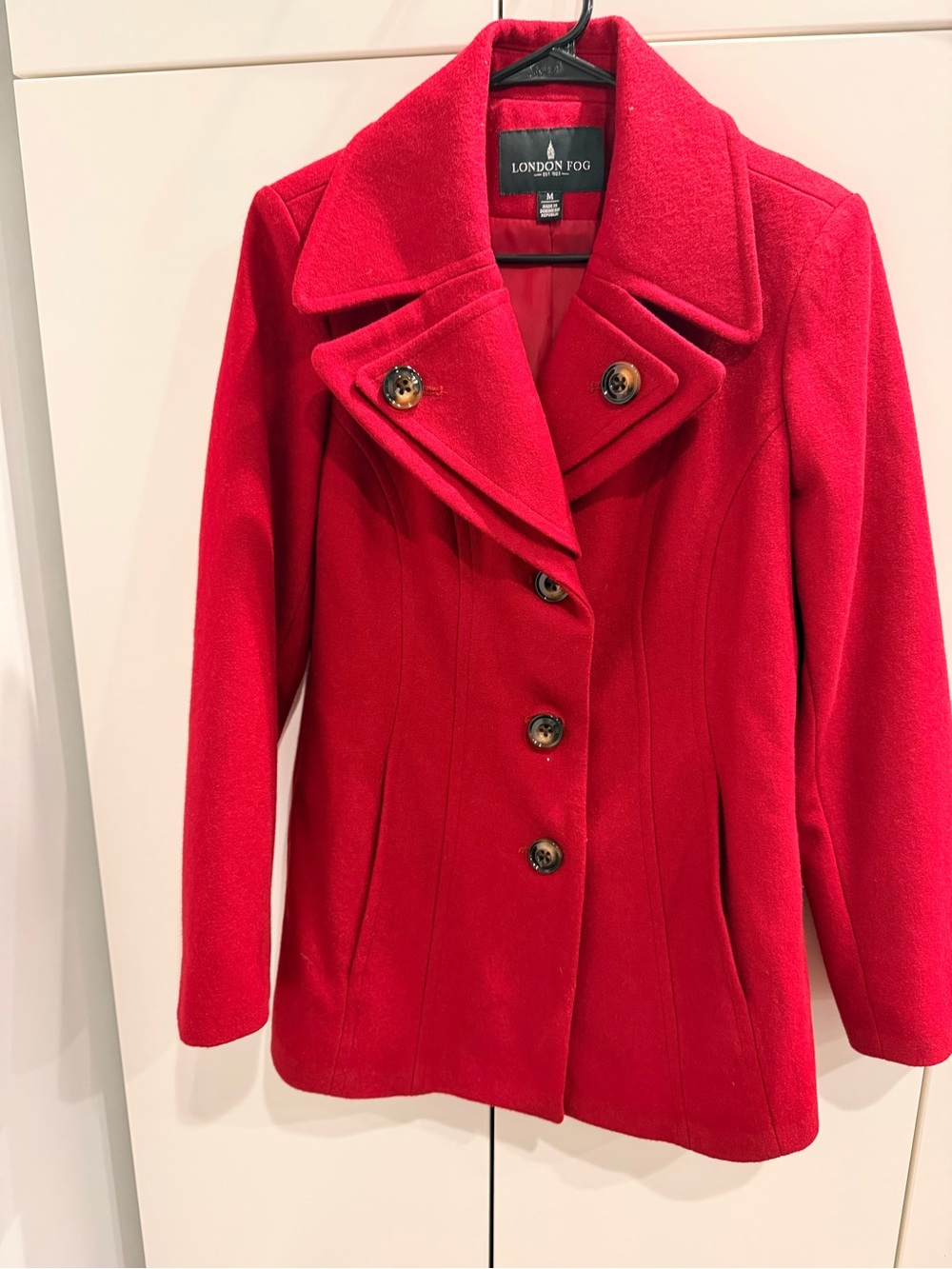 London Fog Women's Bright Red Double-Breasted Peacoat
